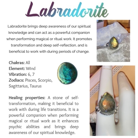 Flashy Labradorite Gemstone Chunky Handmade Ring - Picture 4 of 9